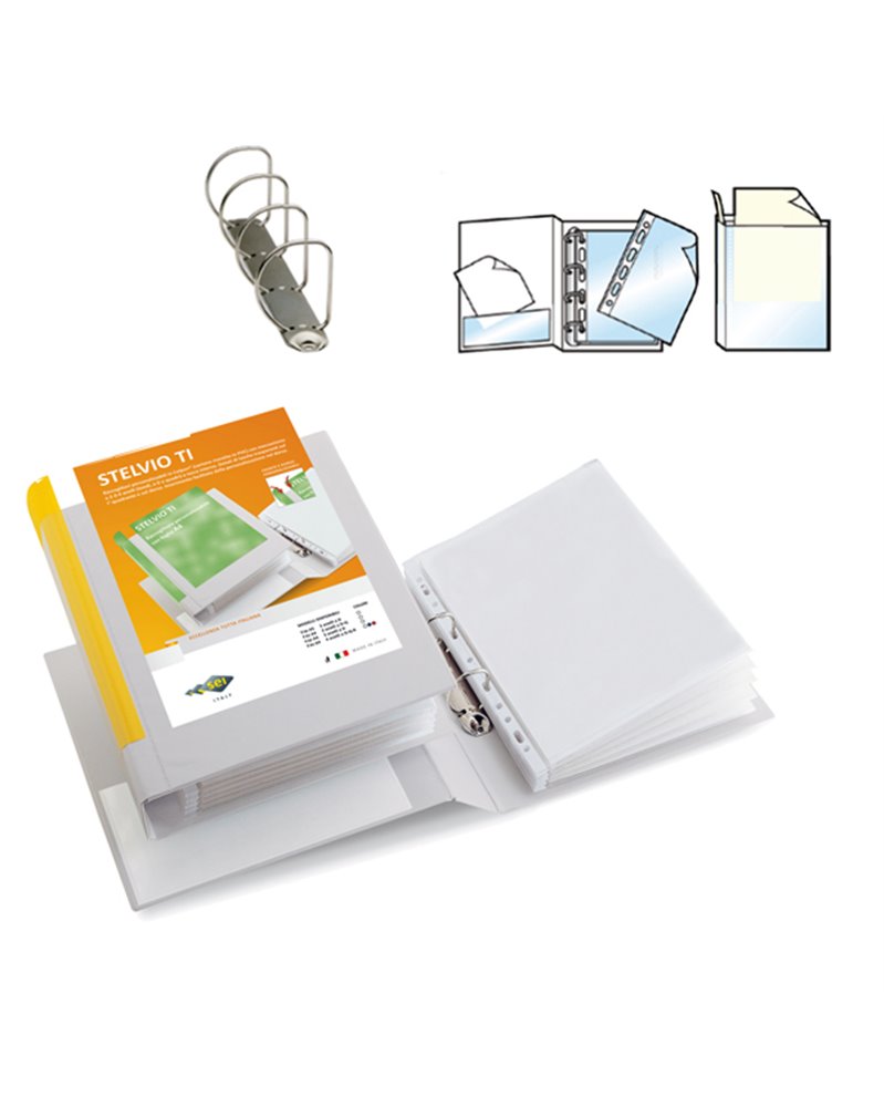 Raccoglitore STELVIO TI 17 A4 4D 22x30cm bianco personalizzabile SEI ROTA
