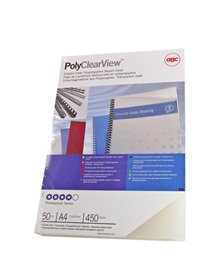 Scatola 100 copertine PolyClear View A4 300micron ppl neutro trasp.opaco GBC