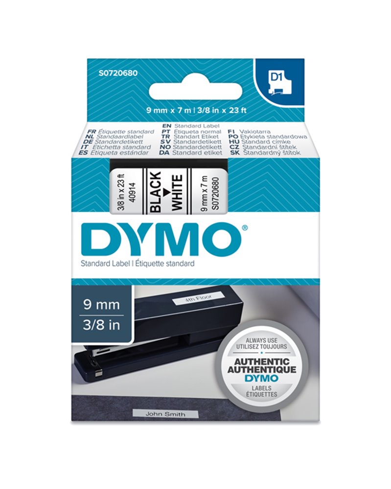 NASTRO DYMO TIPO D1 (9MMX7M) NERO/BIANCO 409130