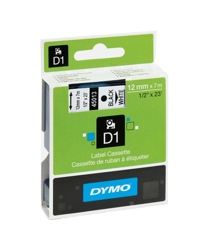 NASTRO DYMO TIPO D1 (12MMX7M) NERO/BIANCO 450130