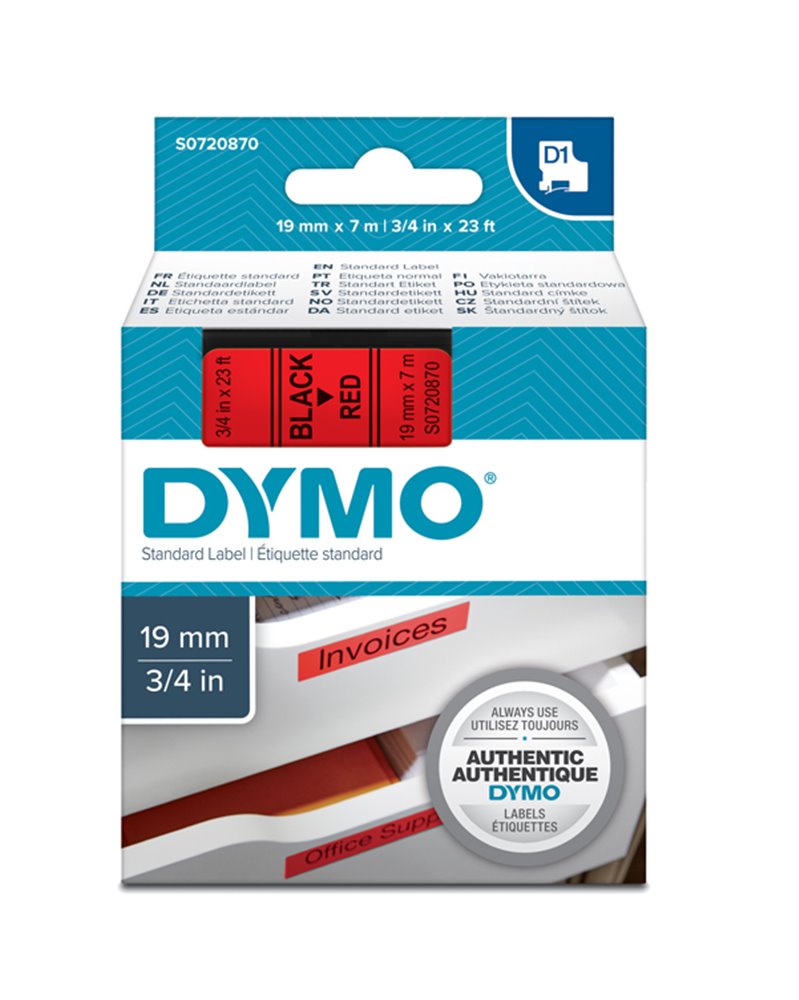 NASTRO DYMO TIPO D1 (19MMX7MT) NERO/ROSSO 458070