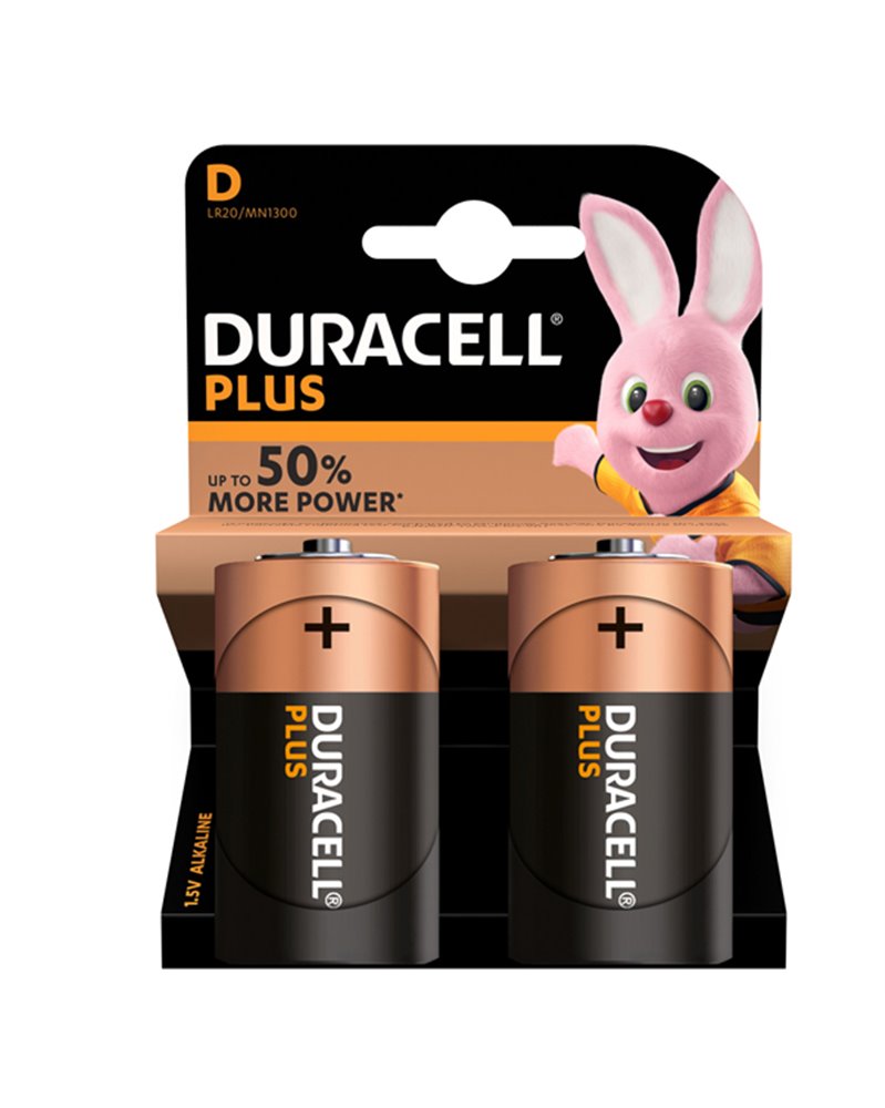 BLISTER 2 PILE DURACELL PLUS (MN1300) D - TORCIA