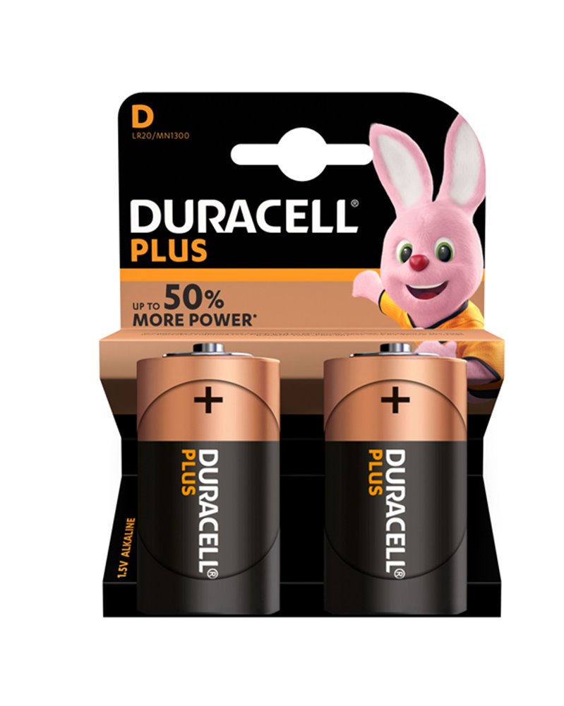 BLISTER 2 PILE DURACELL PLUS (MN1300) D - TORCIA