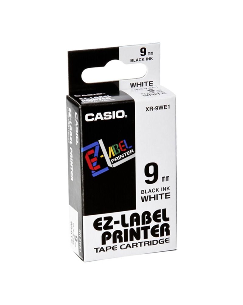 NASTRO CASIO 9MM X 8MT NERO SU BIANCO