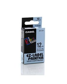 NASTRO CASIO 12MM X 8MT NERO SU TRASPARENTE