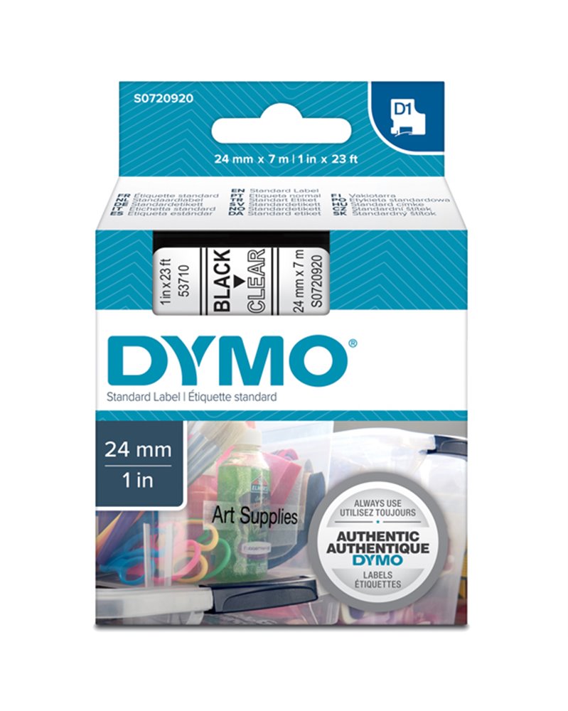 NASTRO DYMO TIPO D1 (24MMX7MT) NERO/TRASPARENTE 537100