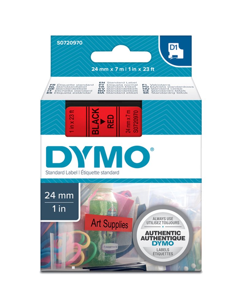 NASTRO DYMO TIPO D1 (24MMX7MT) NERO/ROSSO 537170