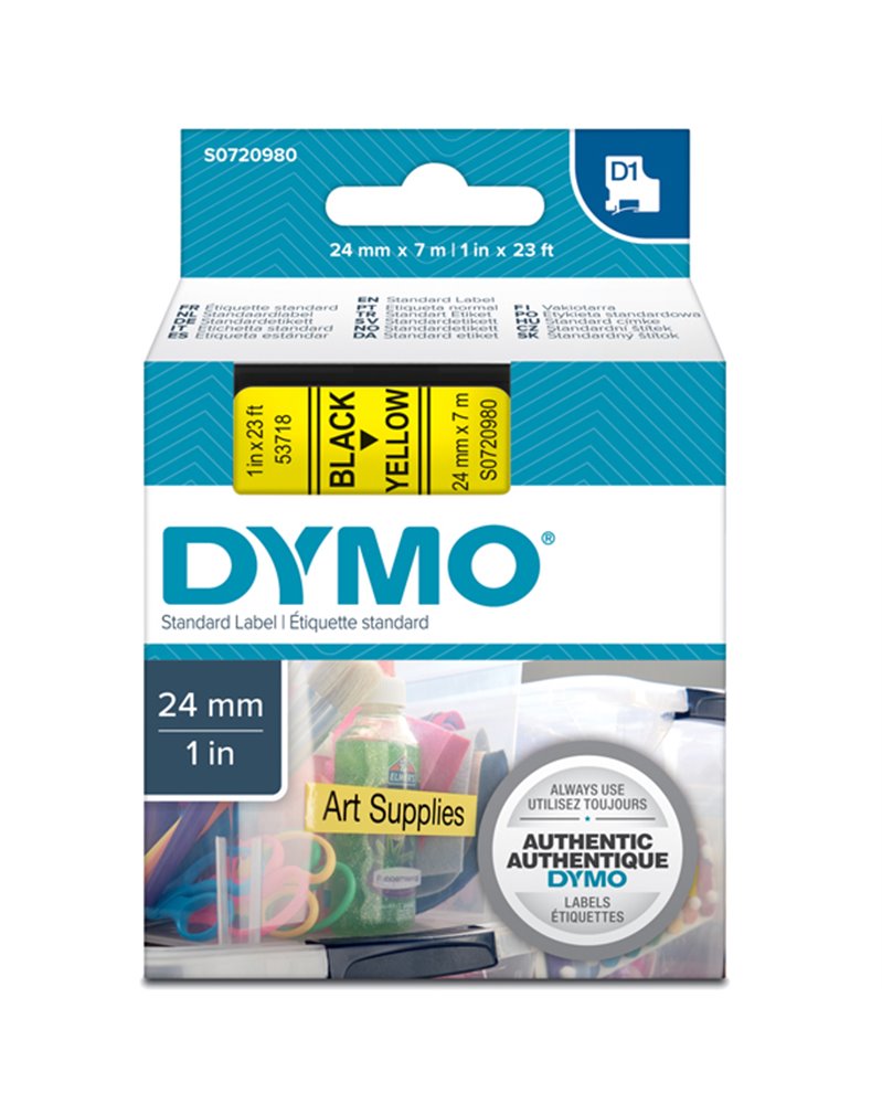 NASTRO DYMO TIPO D1 (24MMX7MT) NERO/GIALLO 537180