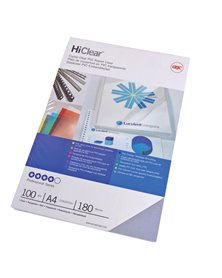 Scatola 100 copertine Hi-Clear 180micron A4 neutro trasparente GBC
