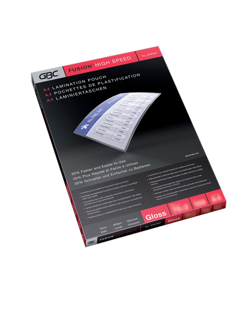 Scatola 100 pouches 2x75mic 216x303mm A4 HighSpeed GBC Scatola 100 pouches 2x75mic 216x303mm A4 HighSpeed GBC
