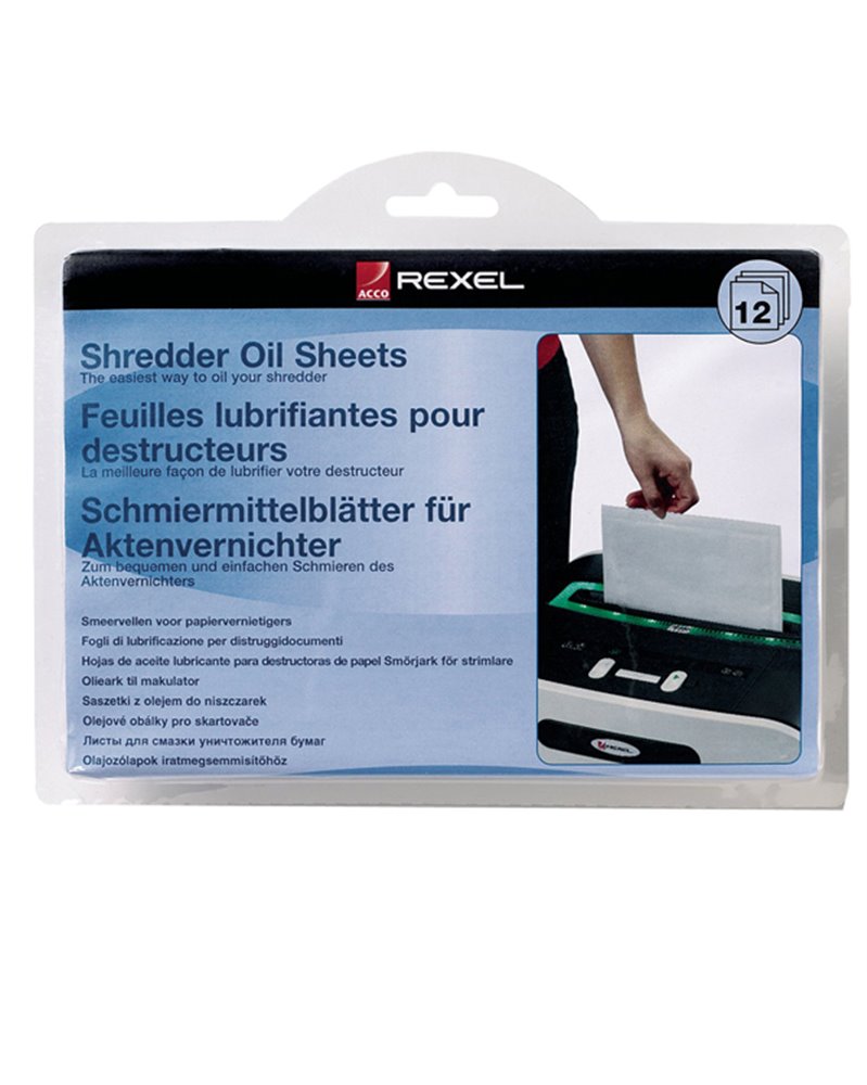 SCATOLA 12 FOGLI LUBRIFICATI PER DISTRUGGIDOCUMENTI SCATOLA 12 FOGLI LUBRIFICATI PER DISTRUGGIDOCUMENTI