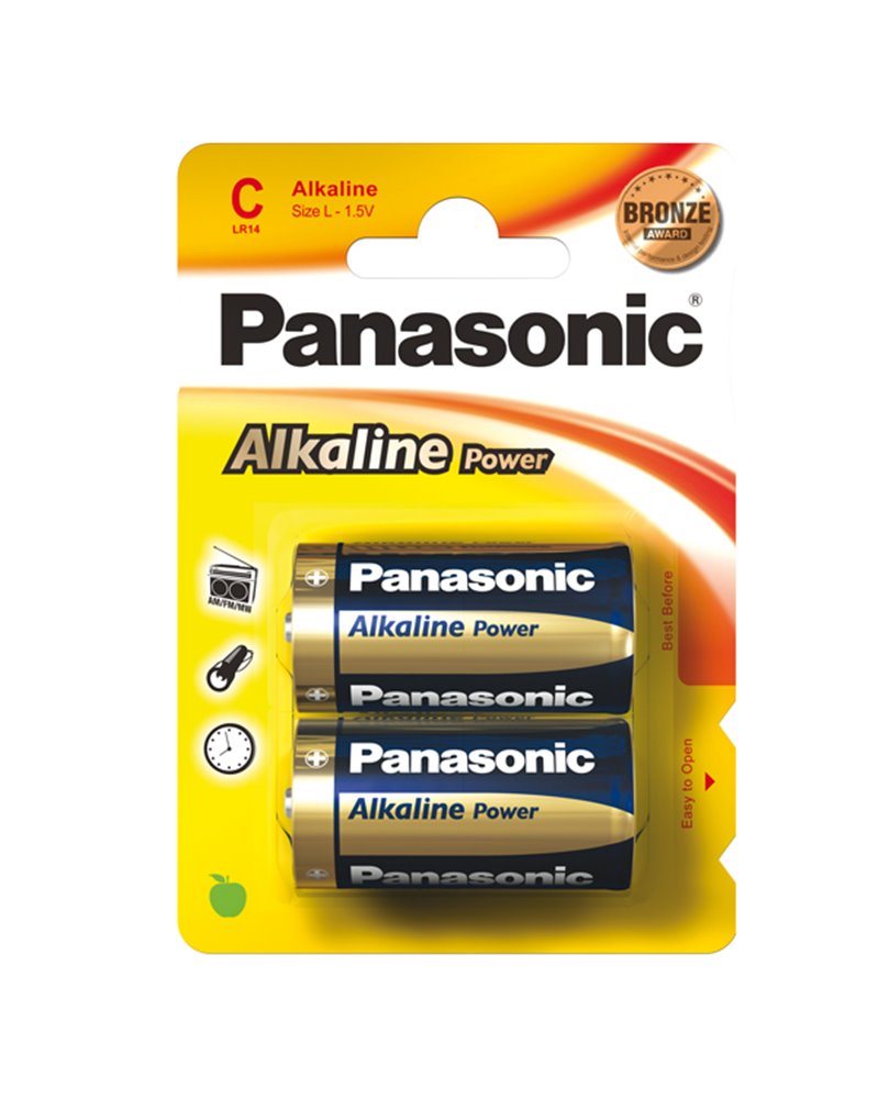 BLISTER 2 PILE MEZZATORCIA ALKALINE C 1,5V PANASONIC