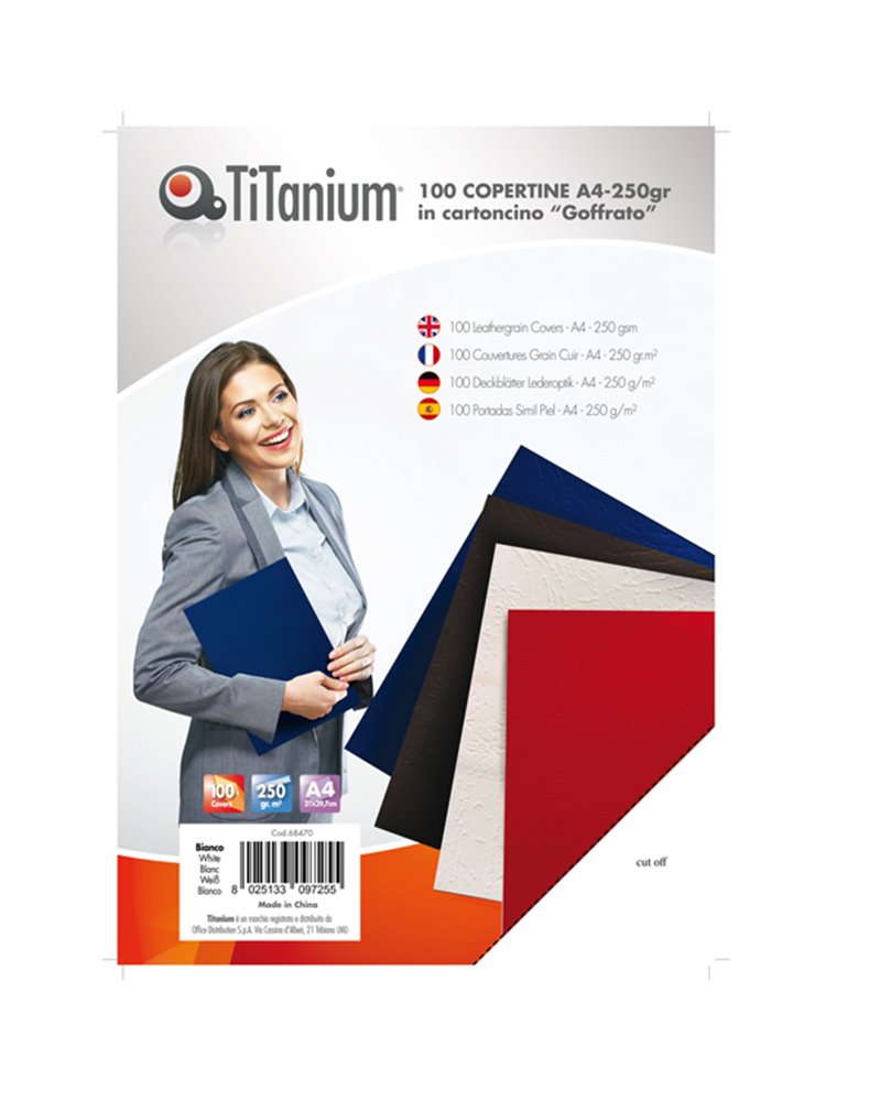 100 COPERTINE A4 CARTONCINO GOFFRATO 250g BIANCO TiTanium
