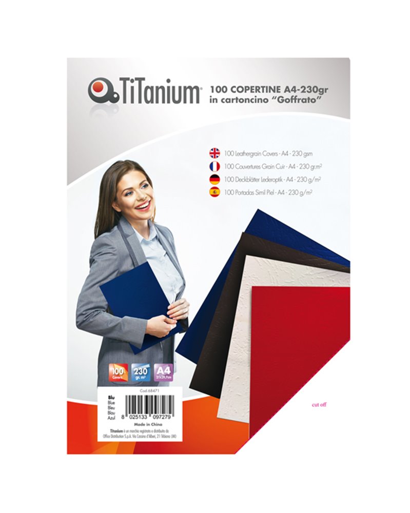 100 COPERTINE A4 CARTONCINO GOFFRATO 230g BLU TiTanium