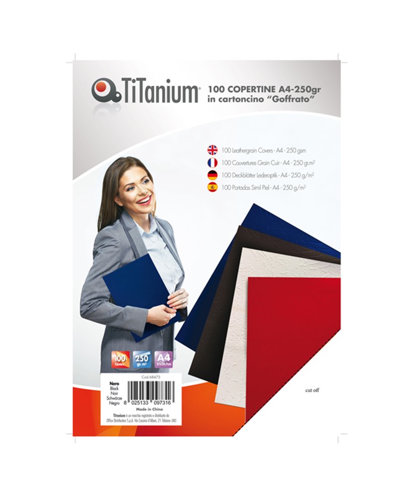 100 COPERTINE A4 CARTONCINO GOFFRATO 250g NERO TiTanium