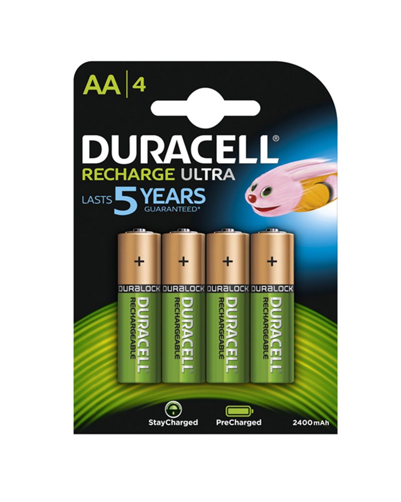 Blister 4 pile ricaricabili B4 - Stilo 2400mAh Duracell Duralock precaricata