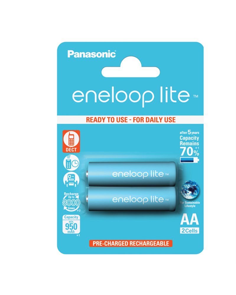 BLISTER 2 stilo ricaricabili ENELOOP LITE AA PANASONIC