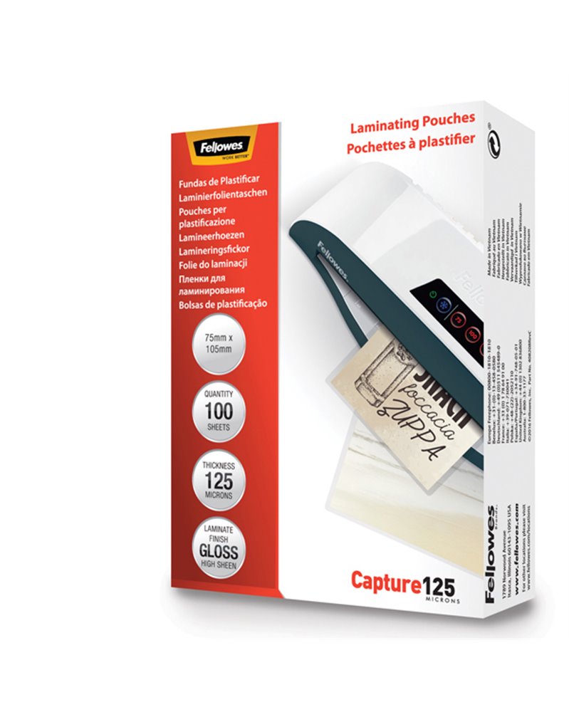 Scatola 100 pouches CAPTURE125 125mic A6 Fellowes Scatola 100 pouches CAPTURE125 125mic A6 Fellowes