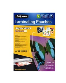 Scatola 100 pouches ENHANCE80 SuperQuick 80mic A4 Fellowes