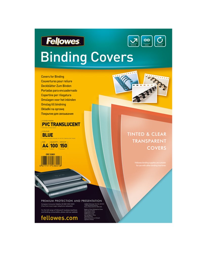 100 COPERTINE COLORATE A4 PVC 200MIC ROSSO FELLOWES