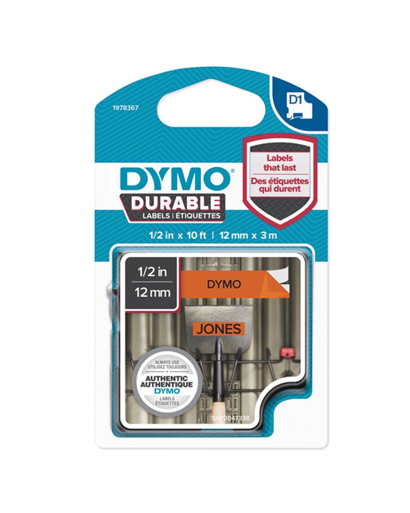 NASTRO DYMO TIPO D1 DURABLE (12MMX3MT) NERO/ARANCIONE 1978367