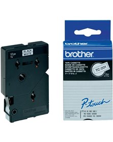 NASTRO BROTHER TC-201 12MM BIANCO/SCRITTA NERO