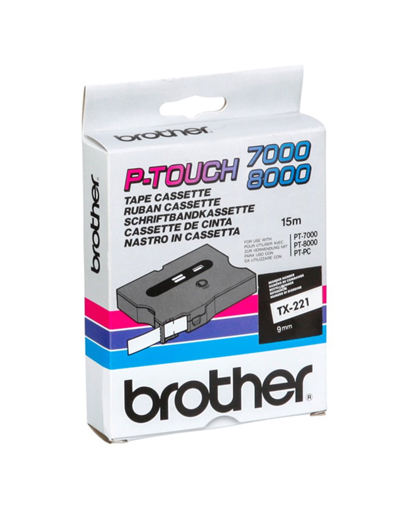 NASTRO BROTHER TX-221 9MM BIANCO/NERO