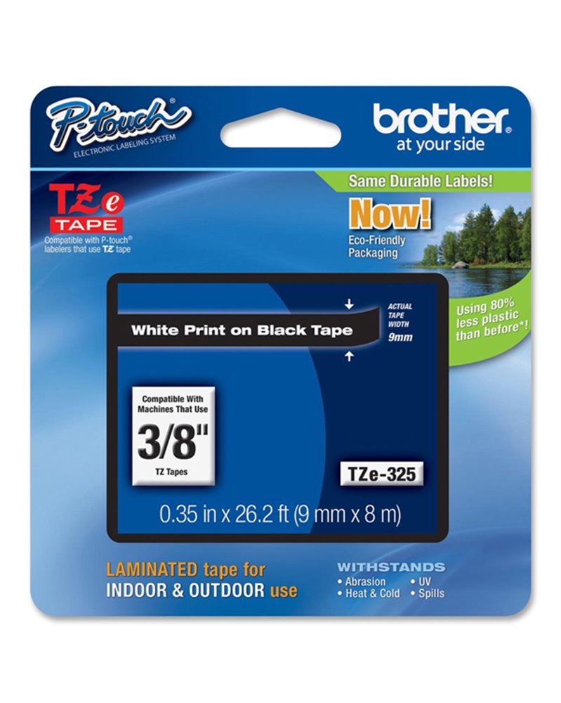 NASTRO LAMINATO BROTHER TZE-325 9MMx8MT BIANCO/NERO