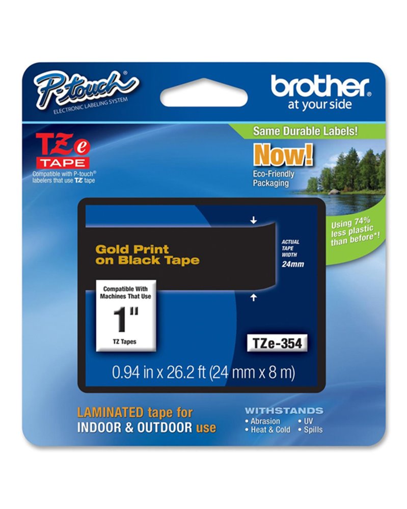 NASTRO LAMINATO BROTHER TZE-354 24MMx8MT ORO/NERO