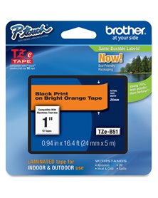 NASTRO BROTHER TZeB51 24MMx8MT NERO/ARANCIO FLUO