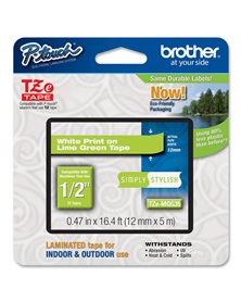 NASTRO BROTHER TZ-eMQG35 12MMX5MT BIANCO/VERDE ACIDO