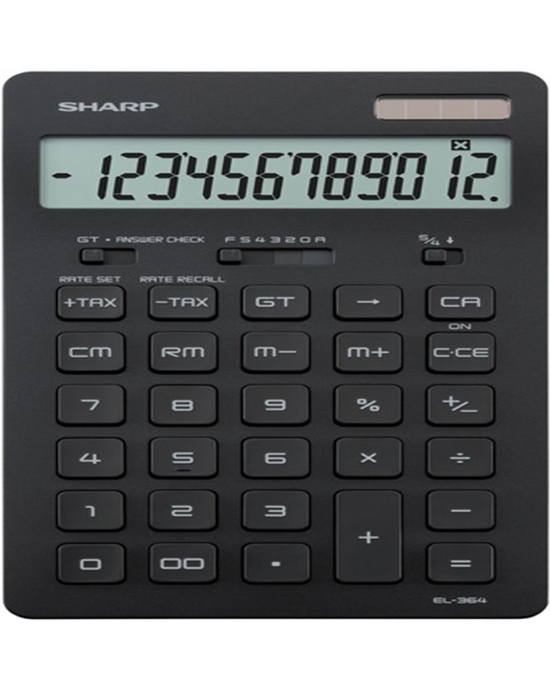 Calcolatrice da tavolo EL 364, 12 cifre, nera