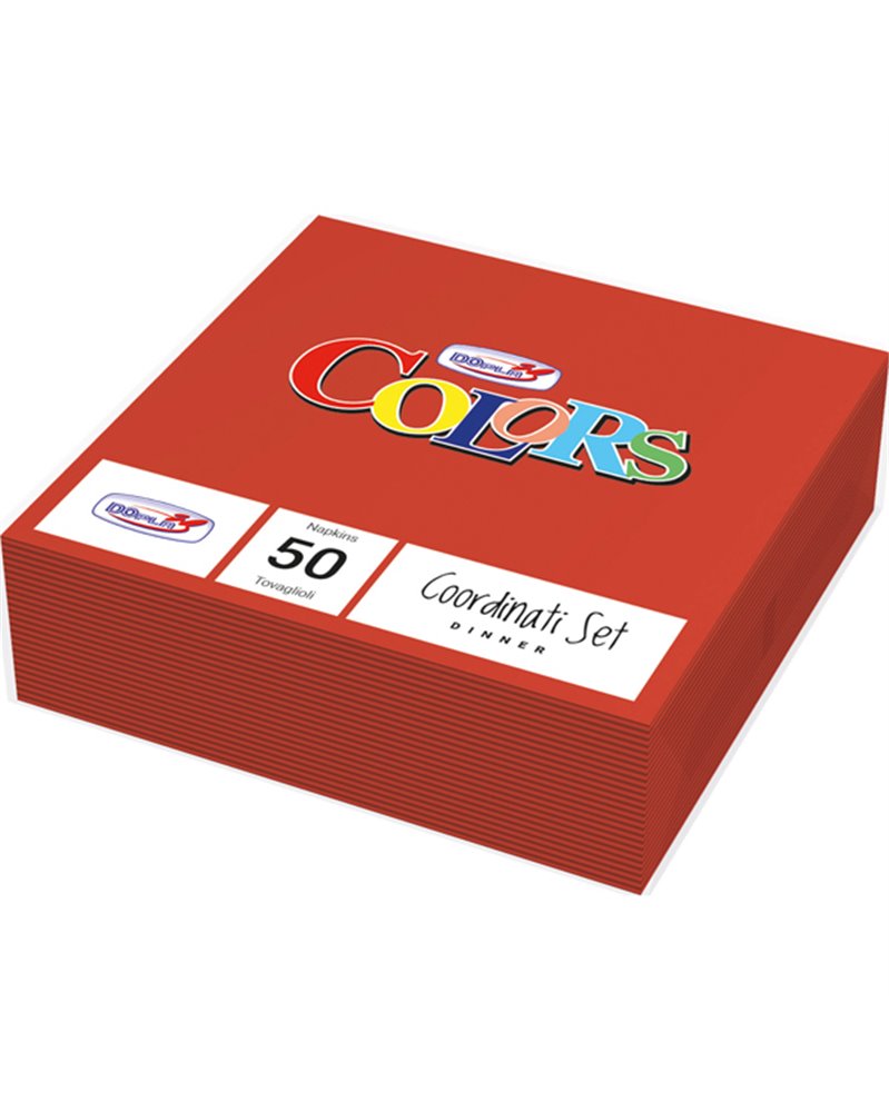 50 TOVAGLIOLI CARTA 33X33CM 2 VELI ROSSO DOPLA