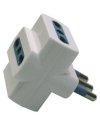 ADATTATORE TRIPLO Bianco CON SPINA 2P+T 16A - 3 PRESE BIPASSO 10/16A