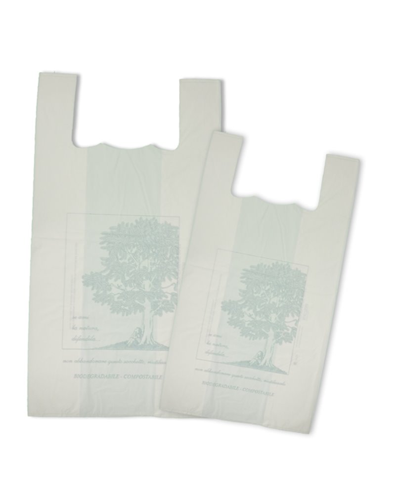 SCATOLA 500 SHOPPERS BIANCHI 21Âµ 32X60CM 9+9CM MATER-BI