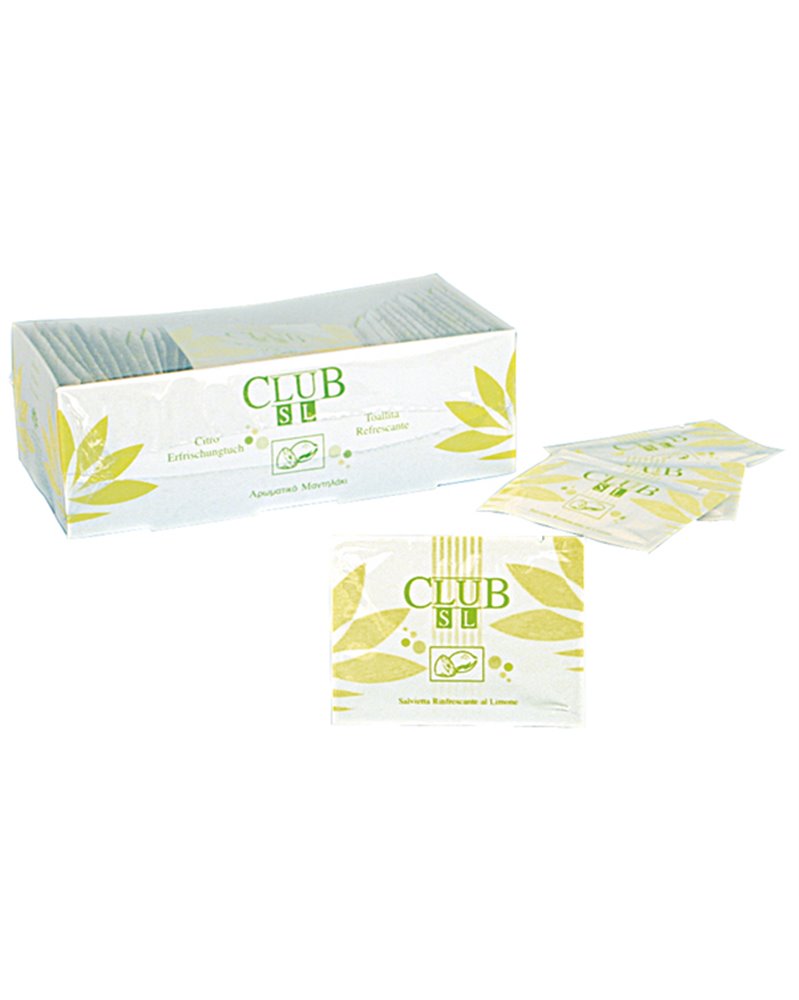 50 Bustine da 1 SALVIETTA RINFRESCANTE al limone Club SL