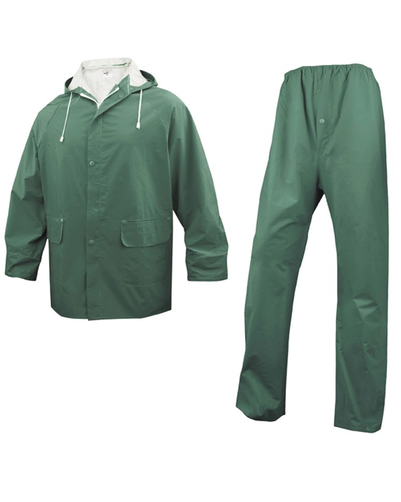 COMPLETO IMPERMEABILE EN304 Tg. XL verde (giacca+pantalone)