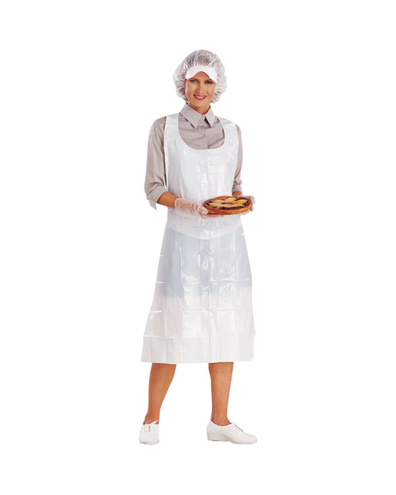 CONF.100 GREMBIULI PE Tg. U bianco MONOUSO