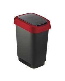 PATTUMIERA 25LT in PPL Nero/Rosso COPERCHIO BASCULANTE ROTHO