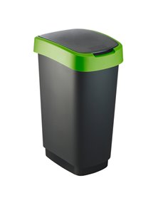 PATTUMIERA 50LT in PPL Nero/Verde COPERCHIO BASCULANTE ROTHO