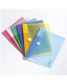 SET 6 BUSTE PP CON VELCRO 25x13,5CM COLORI ASSORTITI