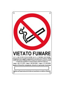 CARTELLO ALLUMINIO 27x43cm 'VIETATO FUMARE''