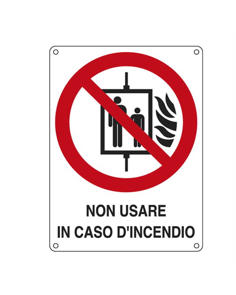CARTELLO ALLUMINIO 11,5x16cm 'NON USARE IN CASO DI INCENDIO' CARTELLO ALLUMINIO 11,5x16cm 'NON USARE IN CASO DI INCENDIO'