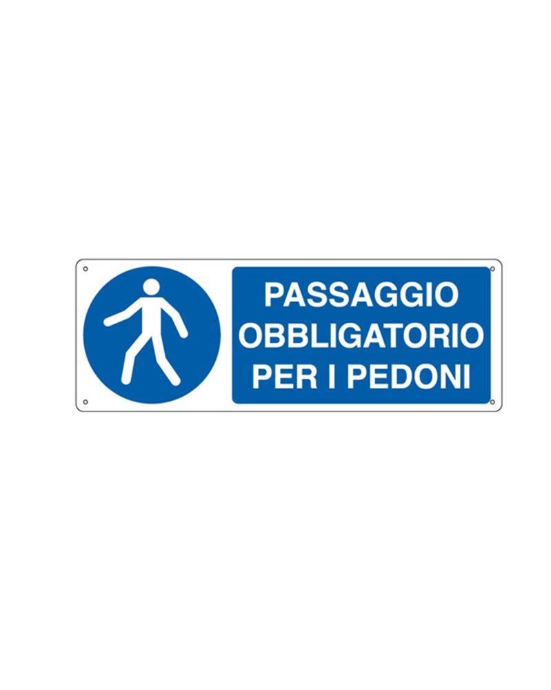 CARTELLO ALLUMINIO 35x12,5cm 'PASSAGGIO OBBLIGATORIO PER I PEDONI' CARTELLO ALLUMINIO 35x12,5cm 'PASSAGGIO OBBLIGATORIO PER I PEDONI'