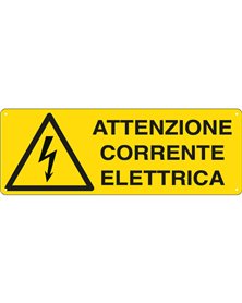 CARTELLO ALLUMINIO 35x12,5cm 'ATTENZIONE CORRENTE ELETTRICA'