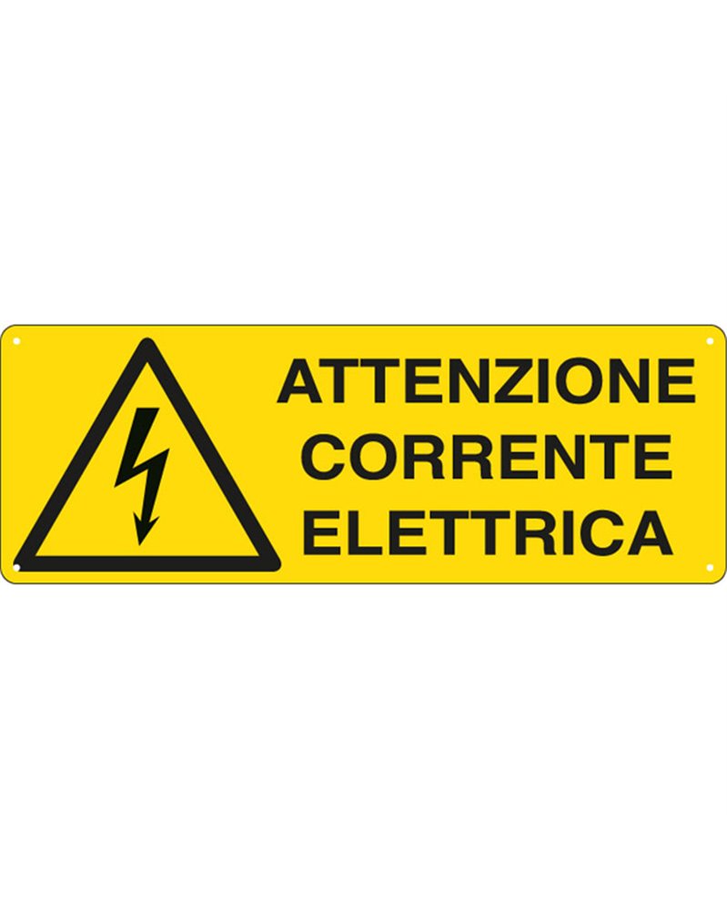 CARTELLO ALLUMINIO 35x12,5cm 'ATTENZIONE CORRENTE ELETTRICA'