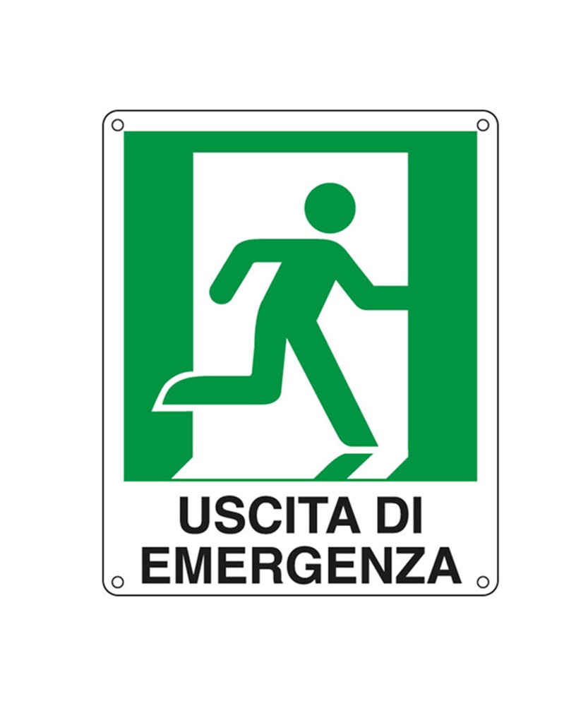 CARTELLO ALLUMINIO 25x31cm 'USCITA DI EMERGENZA A DX'