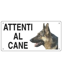 CARTELLO ALLUMINIO 25x12,5cm 'ATTENTI AL CANE''