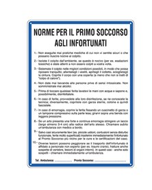 CARTELLO ALLUMINIO 33,3x47cm 'NORME DI PRIMO SOCCORSO AGLI INFORTUNATI''