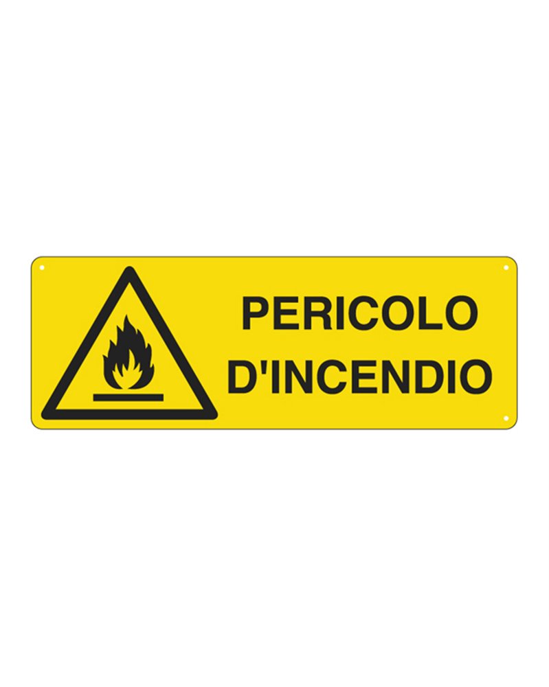 CARTELLO ALLUMINIO 35x12,5cm 'PERICOLO DI INCENDIO'